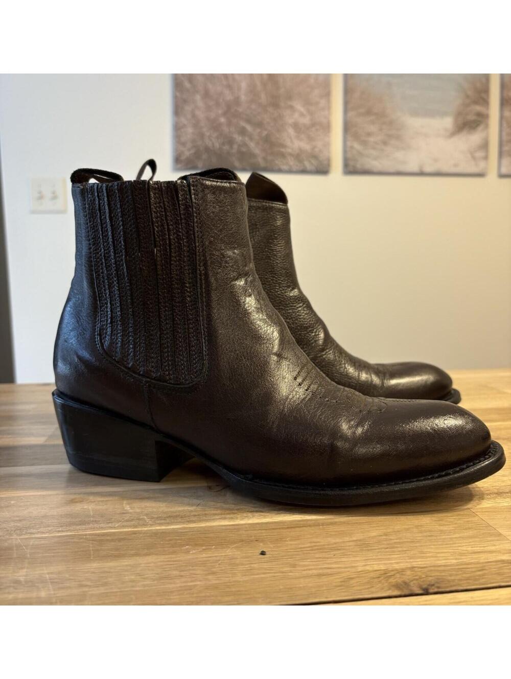 Korwin Leather Ankle Cowboy Boots Brown Men's Size 8 Mexicana Mexico Handmade